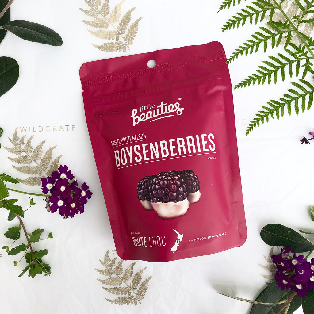 Boysenberry + White Chocolate Bites by Little Beauties